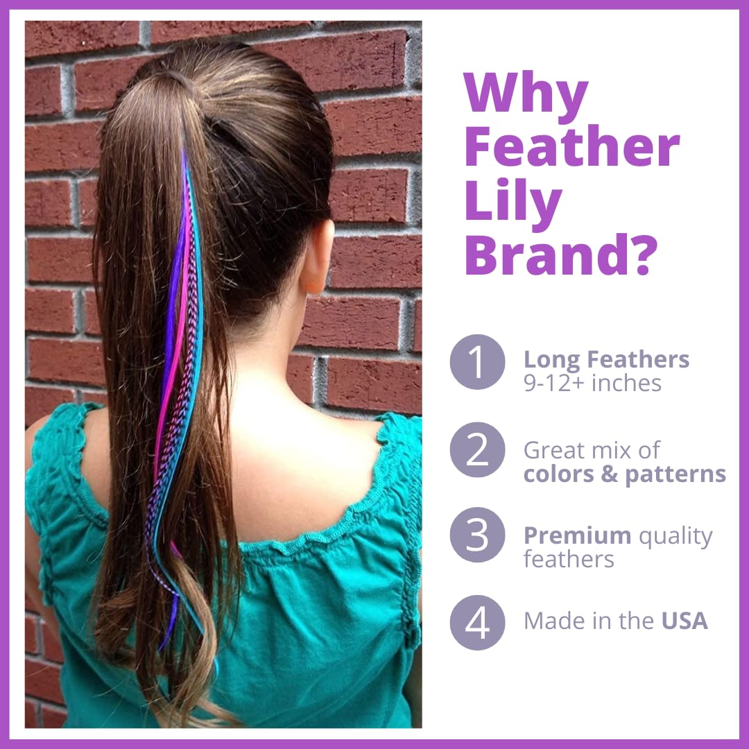 Long turquoise blue feather extensions in natural hair