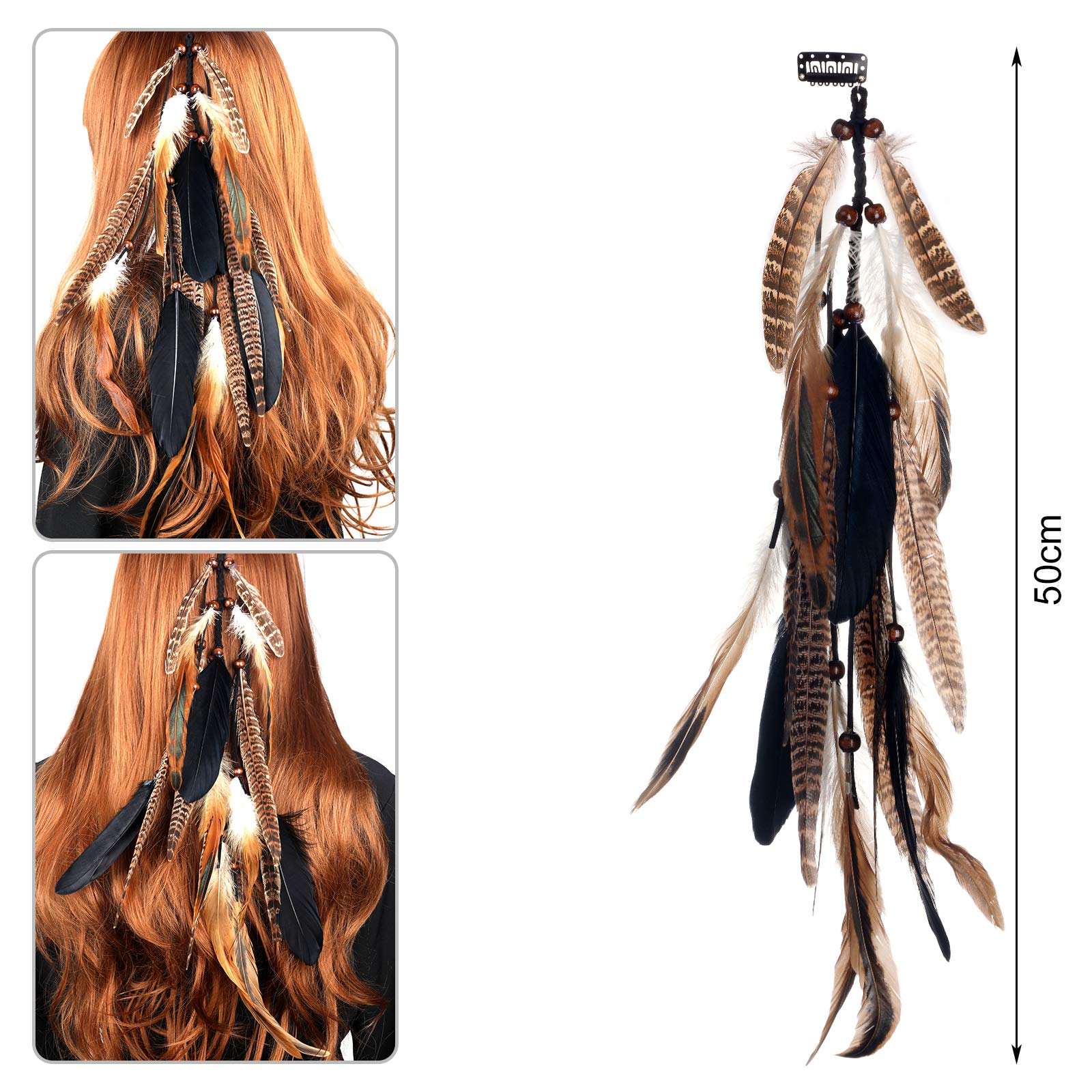 Bohemian style peacock and pheasant tail feather hair accessory