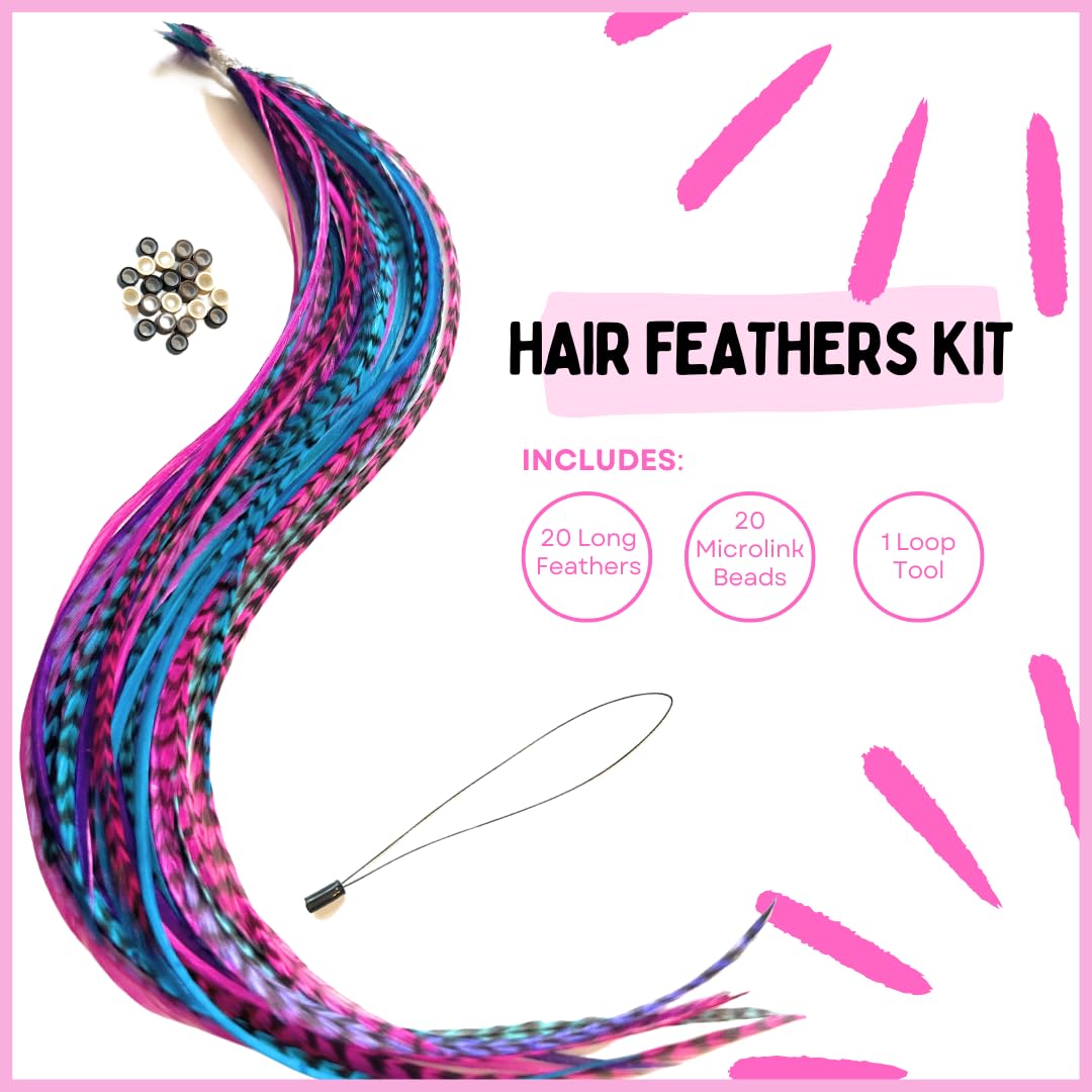 Collection of 20 authentic rooster feathers for hair styling