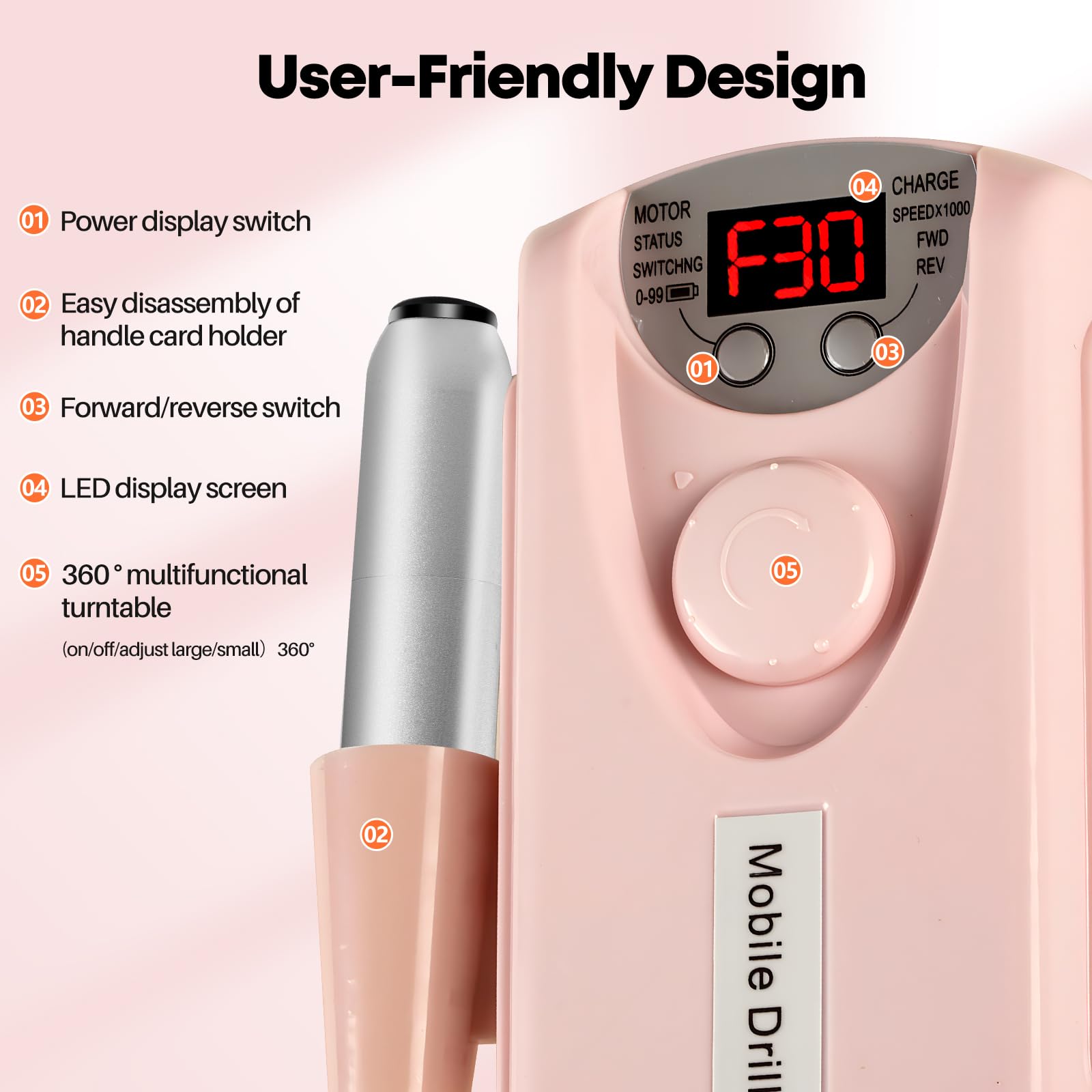 Portable nail drill machine for acrylic and gel removal