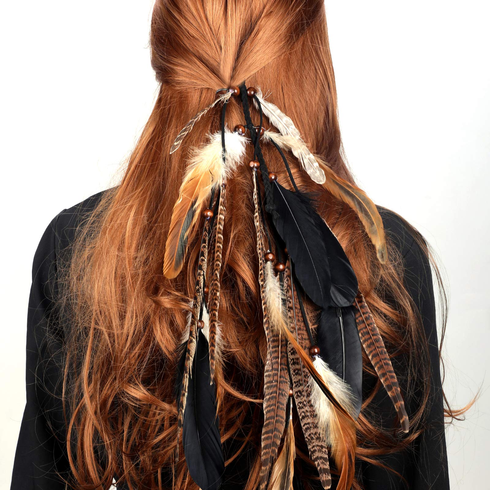 Close up of Mwoot feather hair extension comb clip