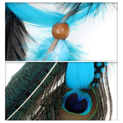 Mixed black brown and green feather hair clip-in set