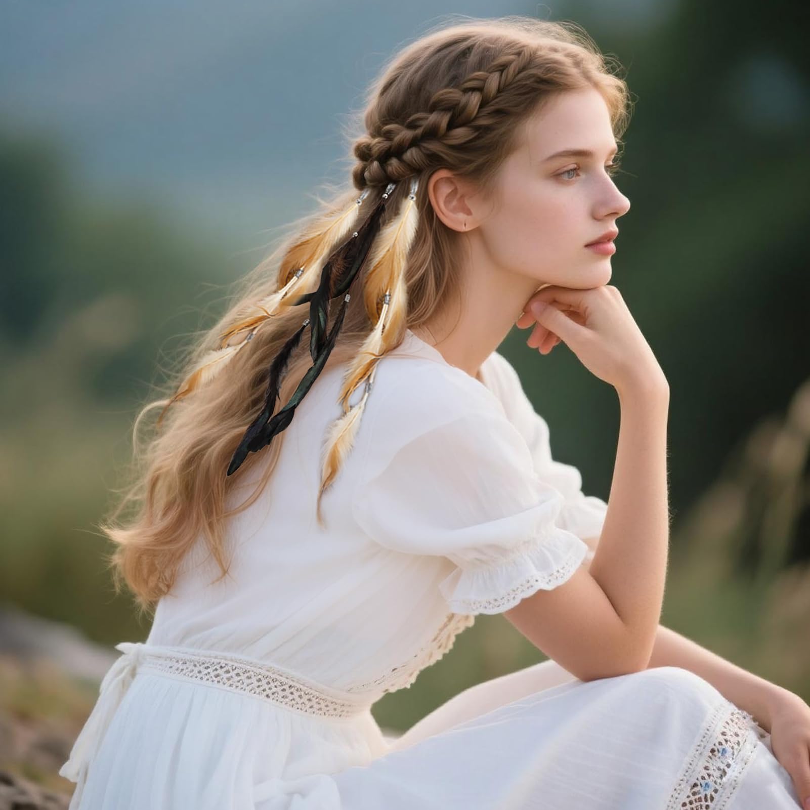 Three pieces of Geyoga boho festival hair extensions