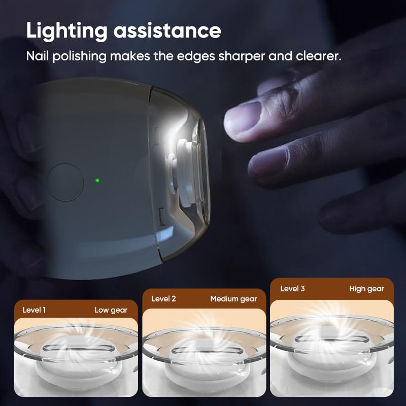 Lumivora electric nail clipper with built-in LED light active