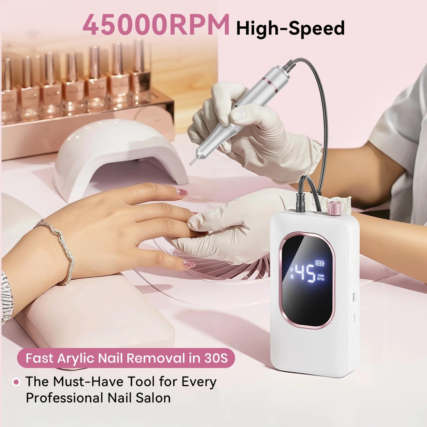 Rechargeable Hoxida nail drill machine charging port view