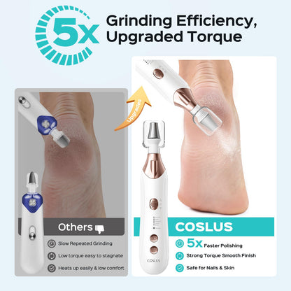 Coslus electric nail file showing 5 attachment heads
