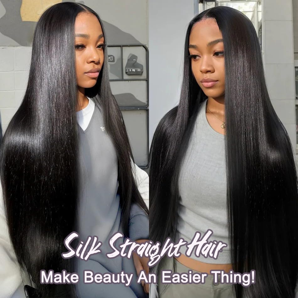 Silky straight human hair bundles reflecting natural shine under studio lighting
