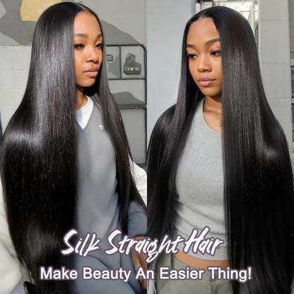 Silky straight human hair bundles reflecting natural shine under studio lighting