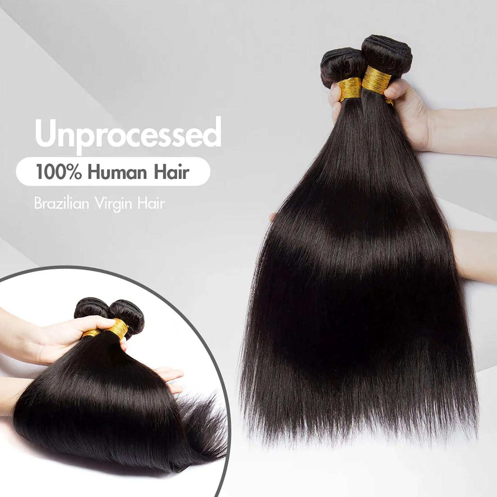 Premium 12A grade raw human hair extensions laid out for weave installation