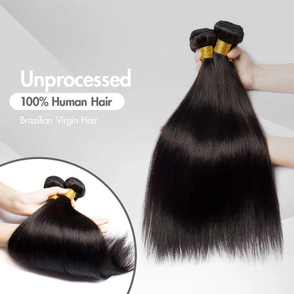 Premium 12A grade raw human hair extensions laid out for weave installation