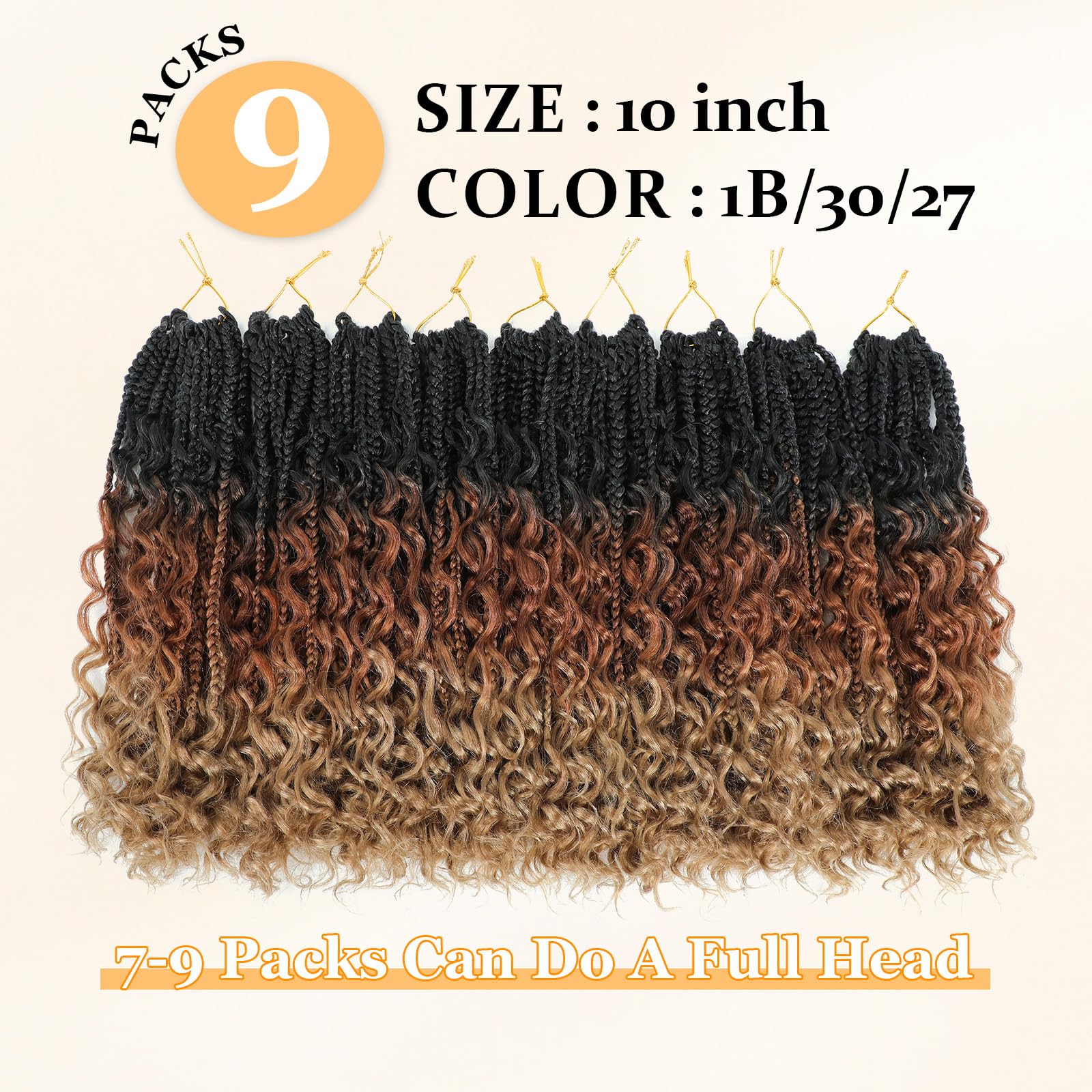 Close up view of the T1B 30 27 ombre color transition on synthetic braiding hair.