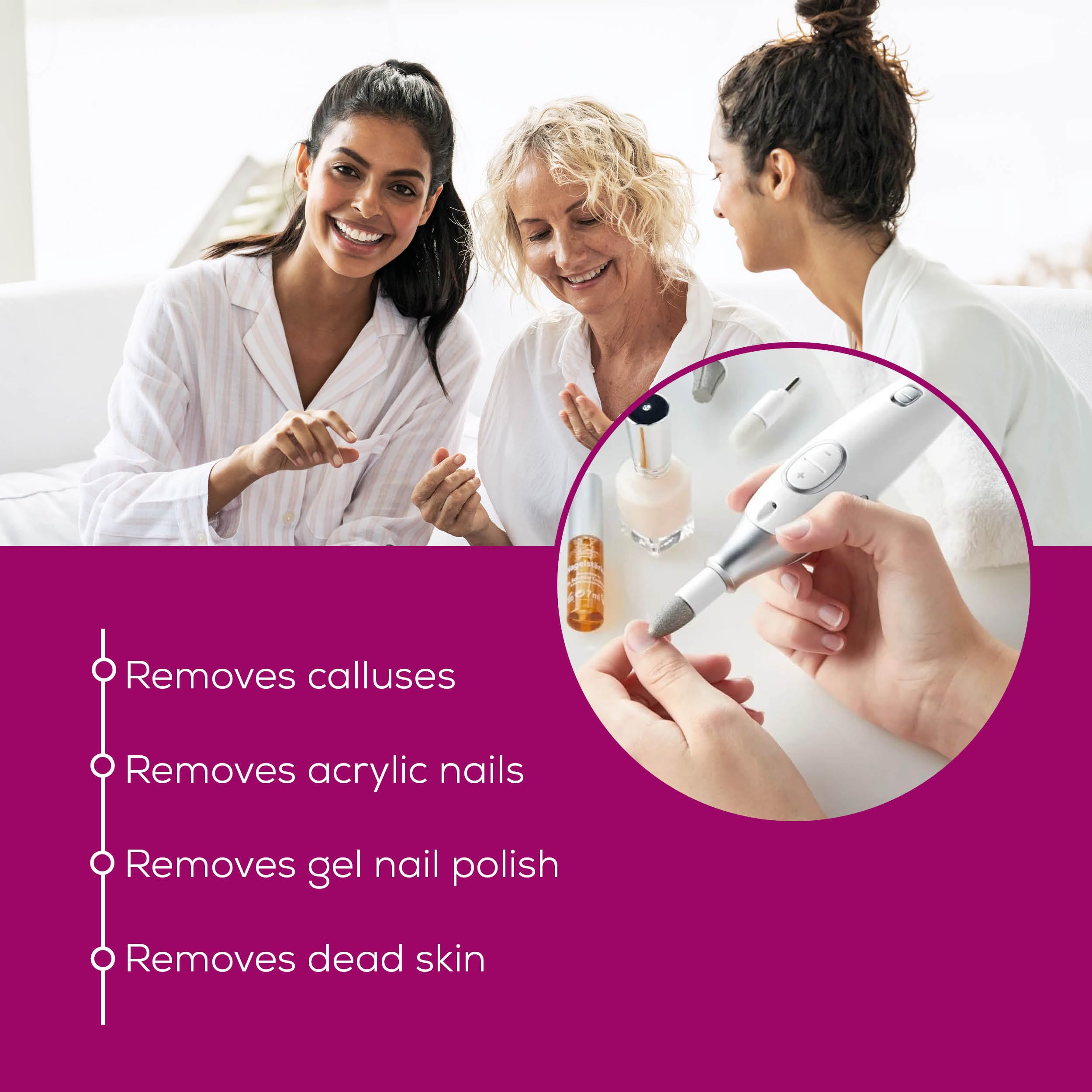 Beurer professional electric manicure file displaying the integrated magic LED speed indicators