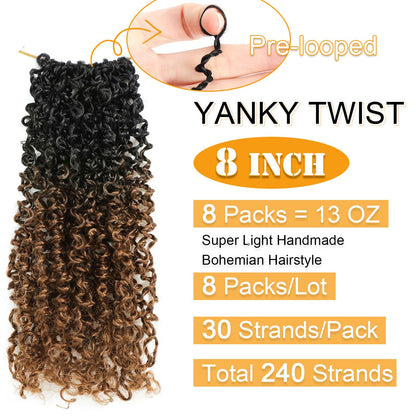 Pre looped Yankee twist synthetic hair close up of the secure loop design.