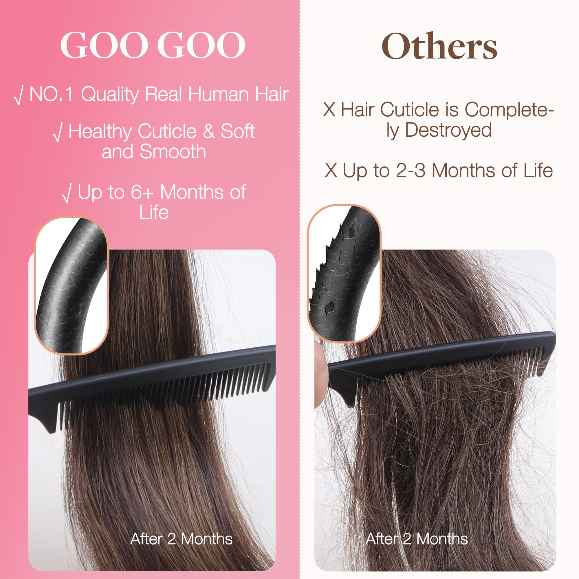 Close up view of the micro ring attachment area for invisible hair integration.