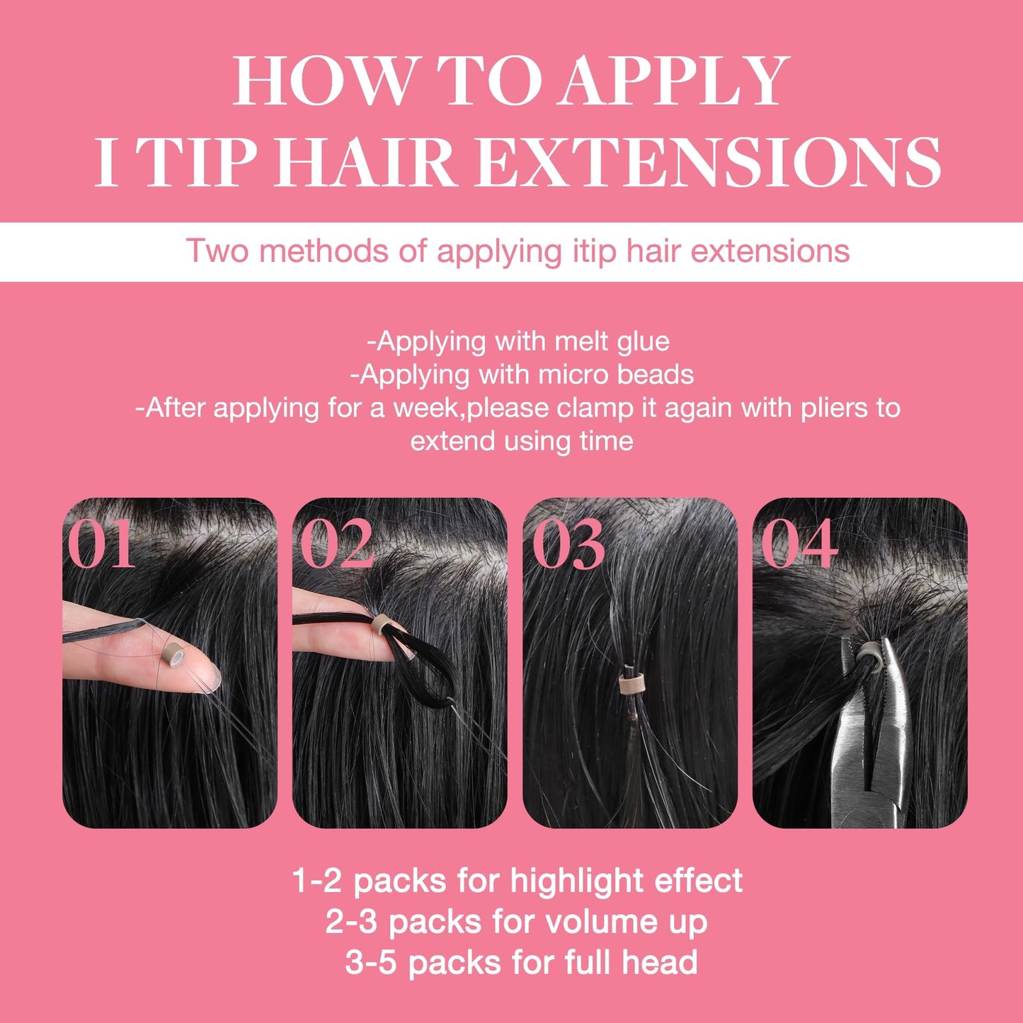 Side profile of the fifty grams fifty strands packaging details for salon selection.