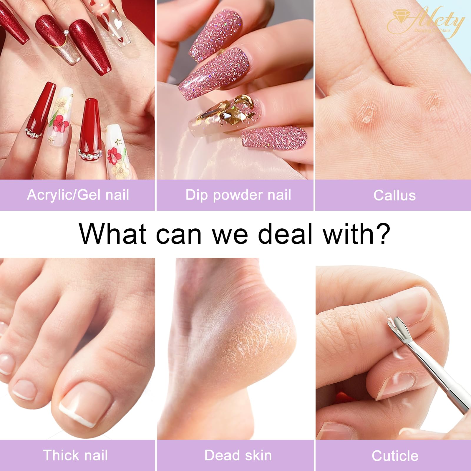 Alety portable electric nail file machine with attached USB power cable and speed adjustment controller