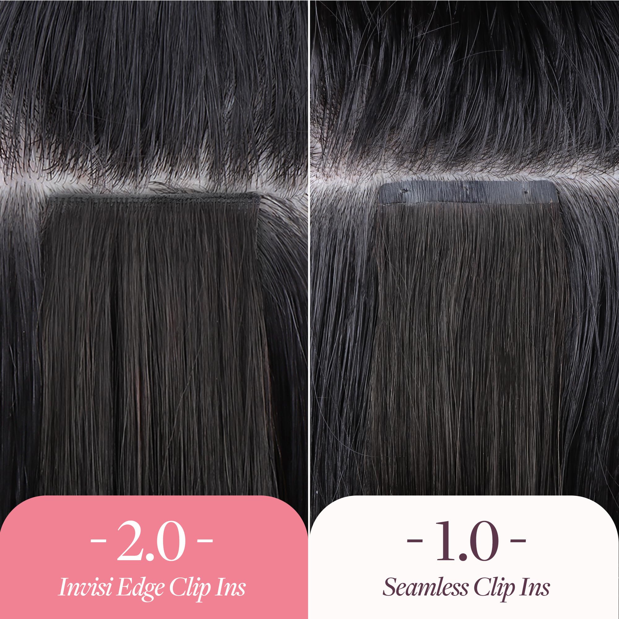 GOO GOO real human hair extensions seven piece set laid out by size width