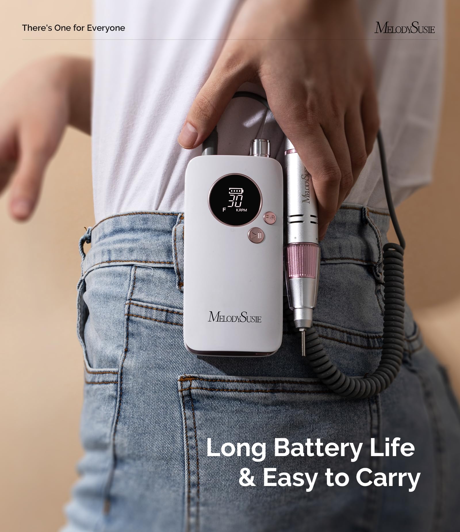 MelodySusie cordless electric nail file kit with interchangeable metal drill bits and sanding bands for manicure shaping