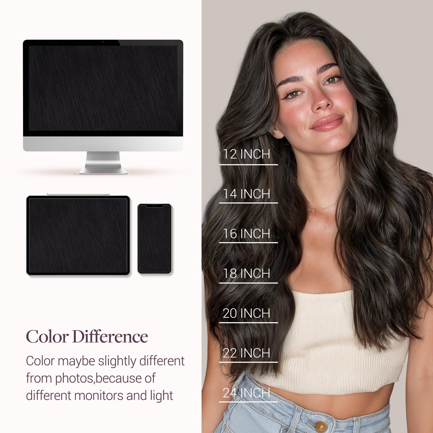 GOO GOO human hair extensions side view displaying the thin discreet profile