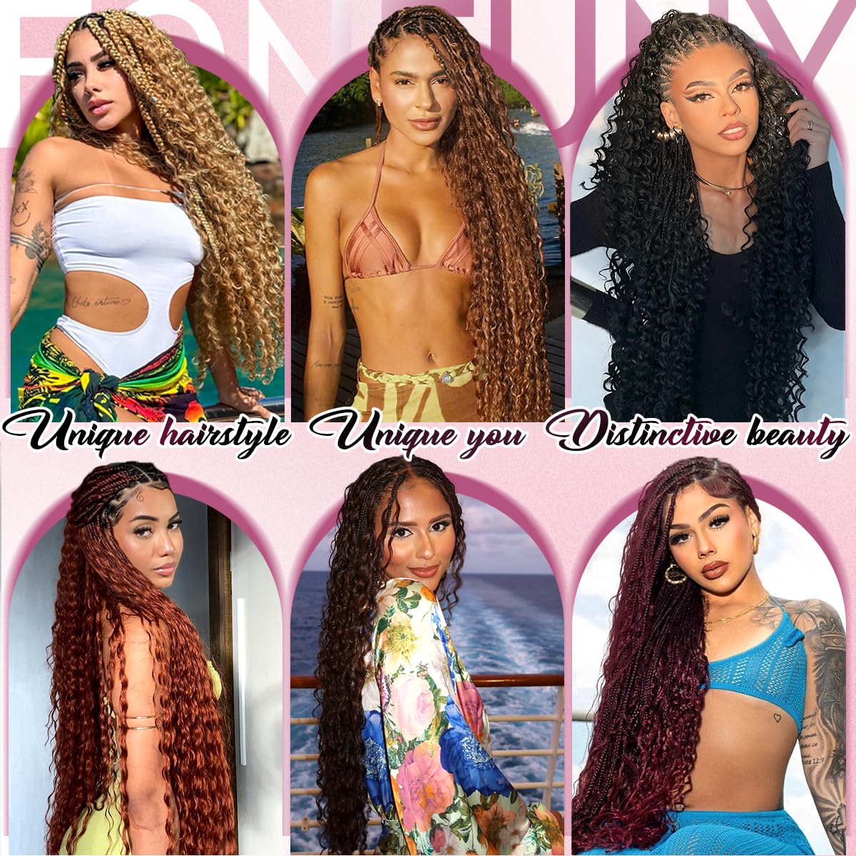 Side profile of Motfin wet and wavy bohemian bulk hair for protective styling.
