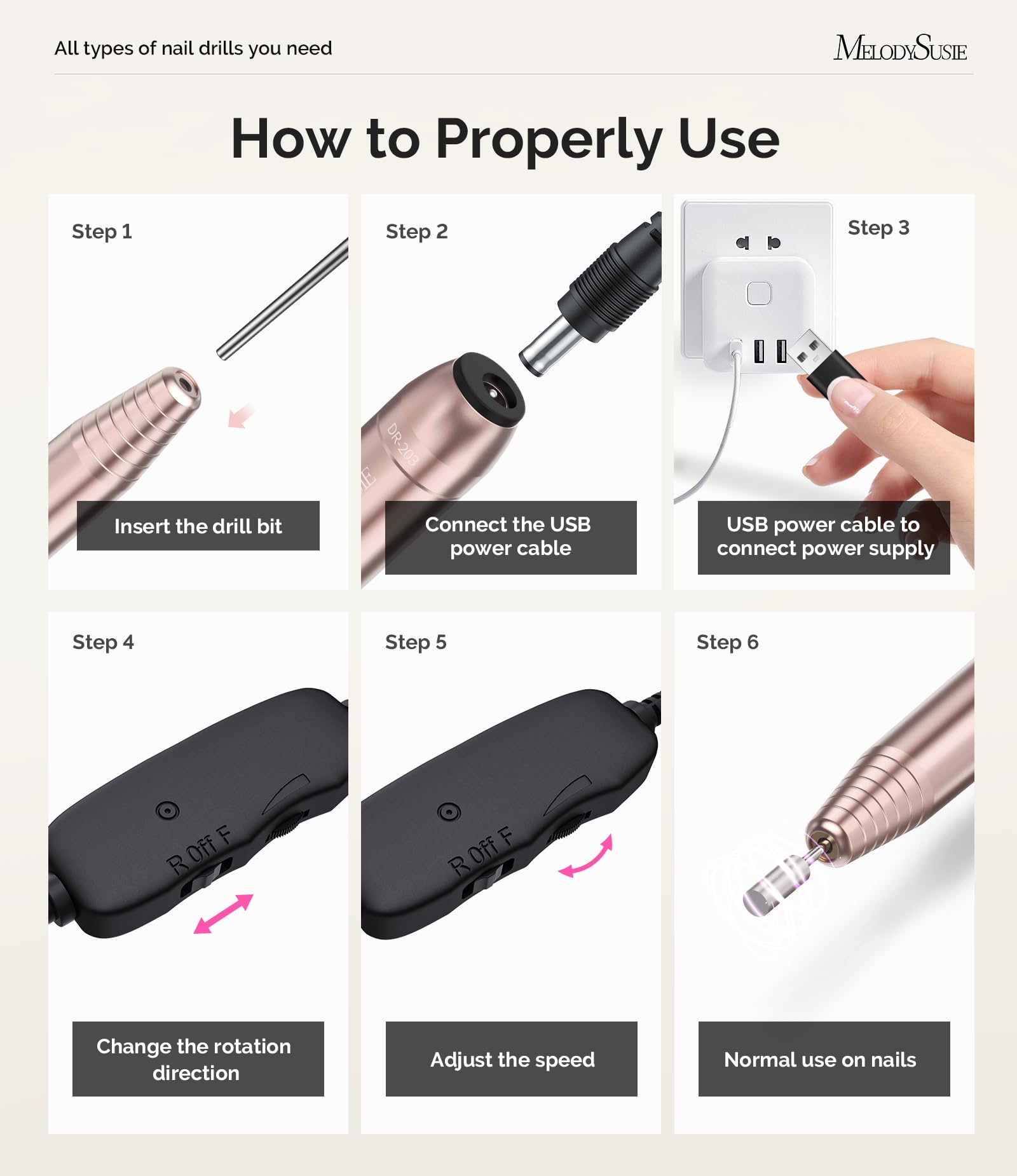 MelodySusie premium salon equipment showing low vibration aluminum alloy handpiece