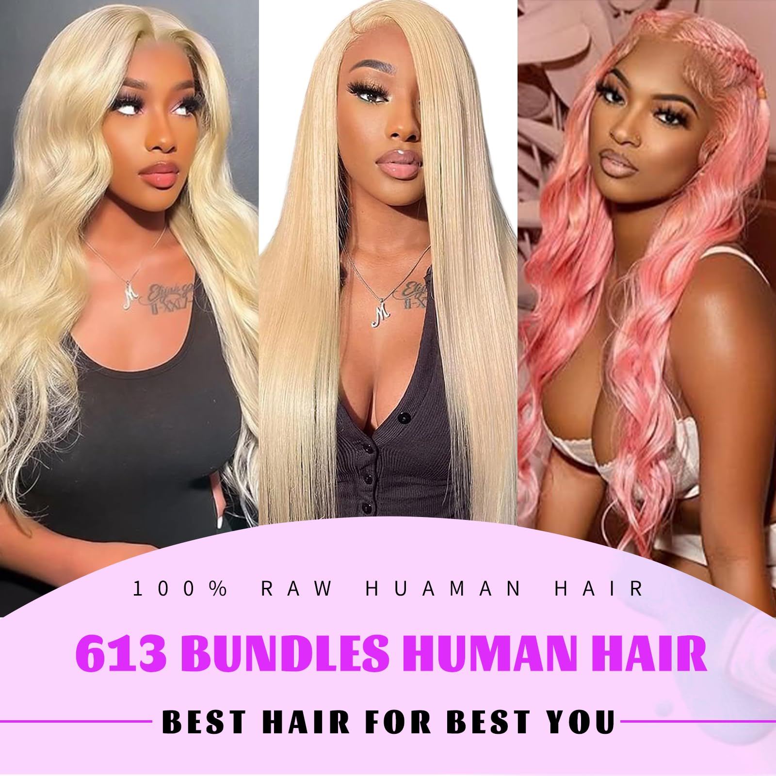 HC blonde human hair bundle demonstrating the soft S-shaped wave pattern and bounce.