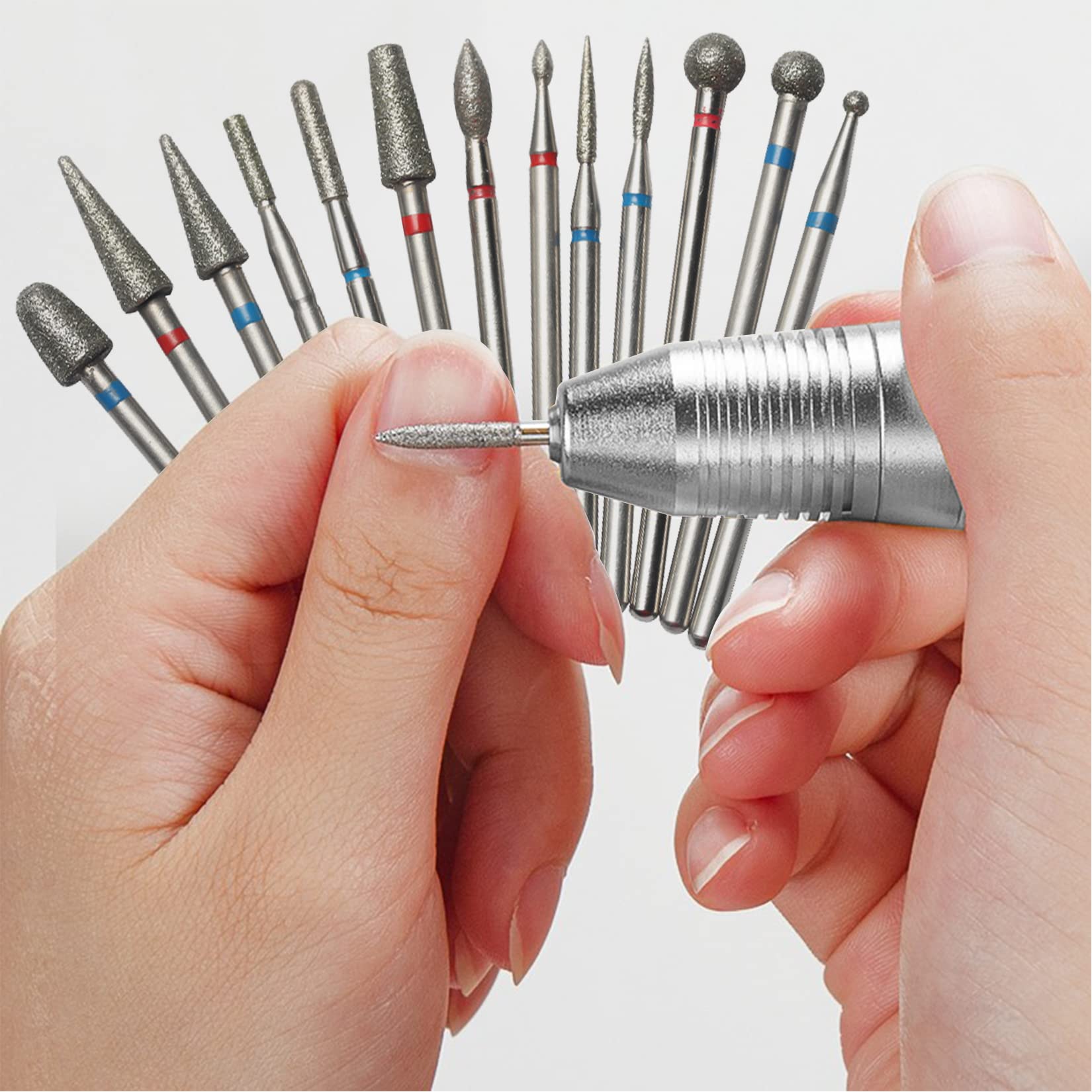 Merysan Homeet nail drill bits arranged in professional case