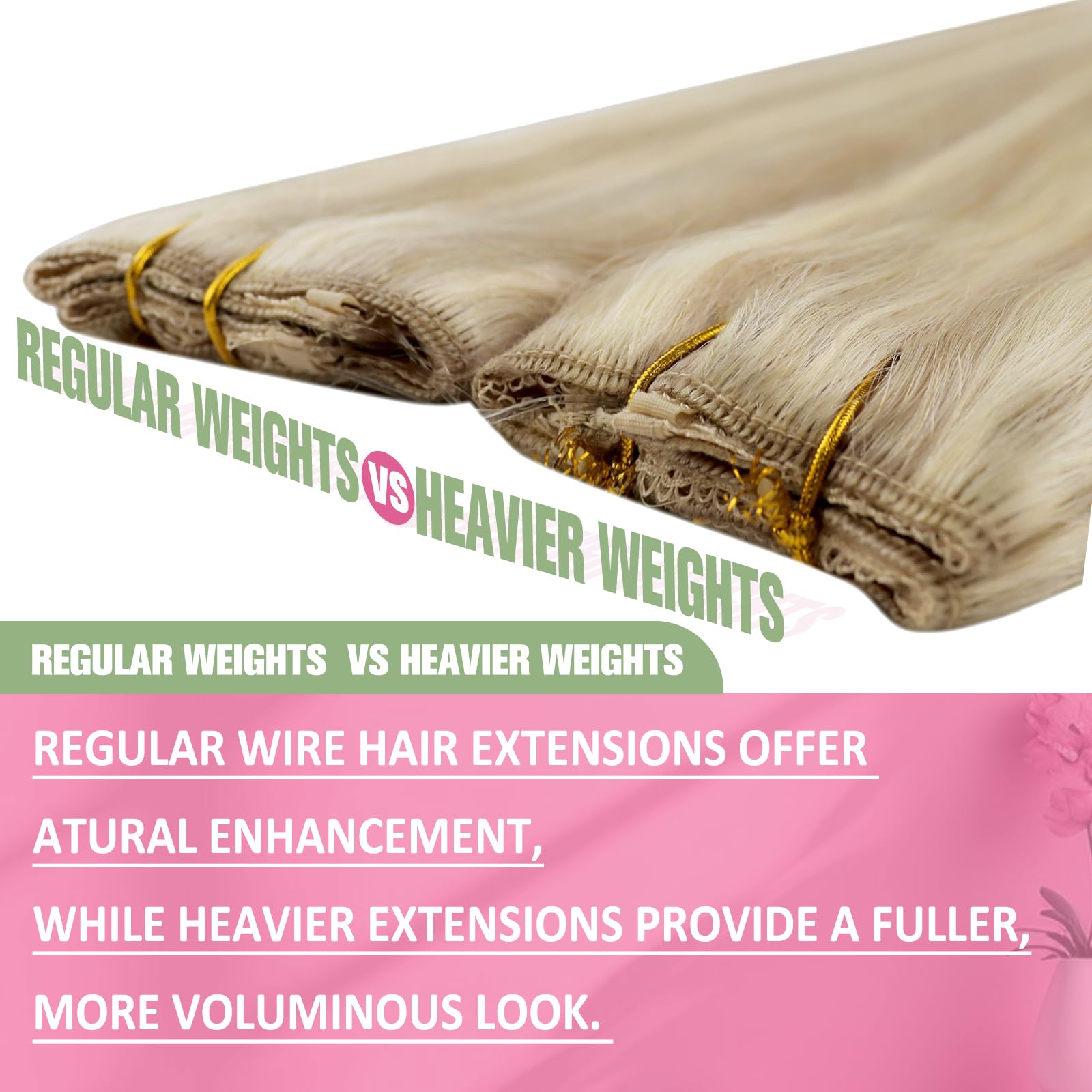 YoungSee 18 inch headband hair extension side profile demonstrating how the clear wire rests on the head