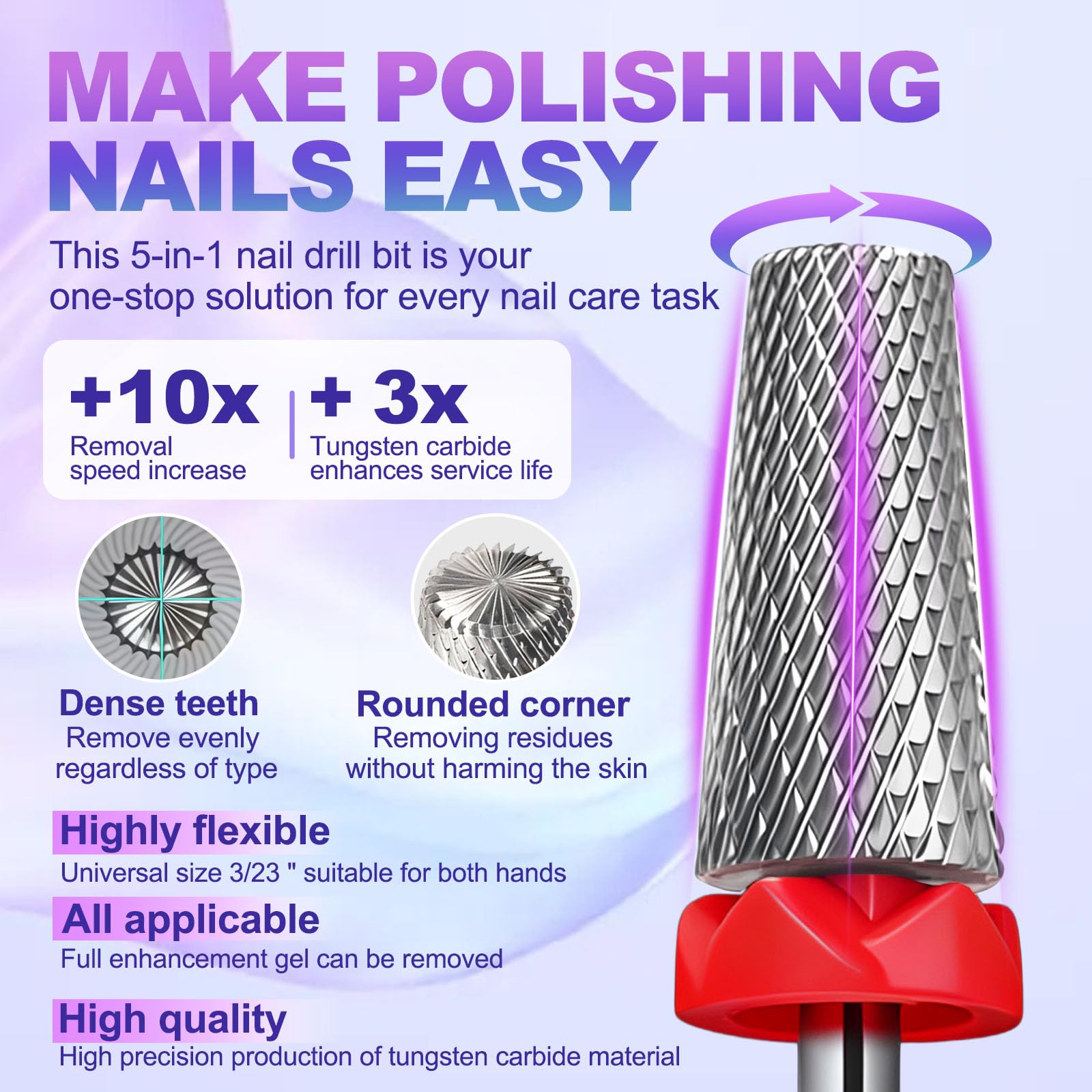 Fantexy manicure tool close up detailing the cone shape head for cuticle cleaning