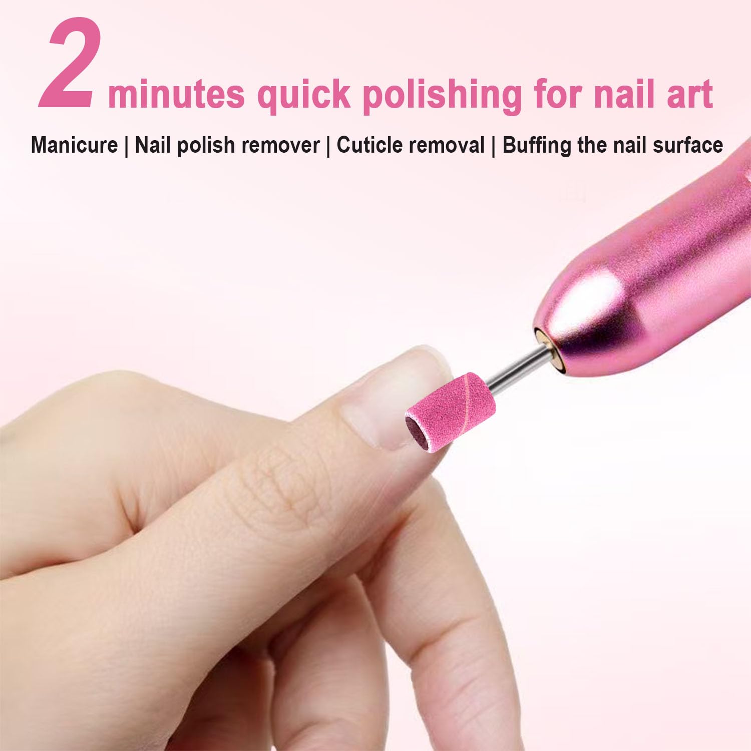 Metal mandrel drill bit accessory included with professional nail sanding bands set