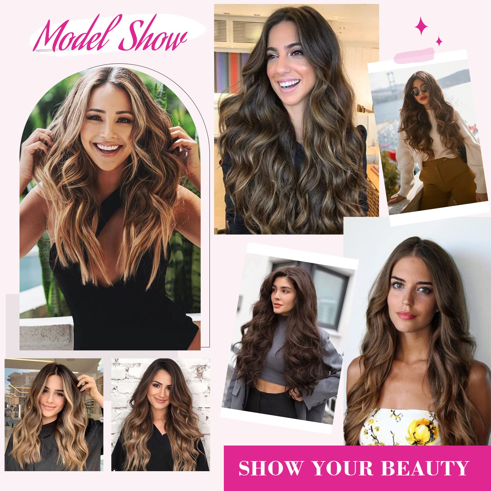 REECHO natural black wavy hair extension laid flat showing twenty-four inch length