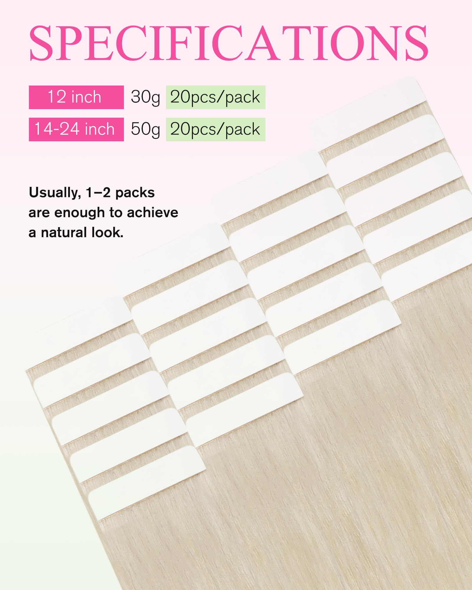 Close up look at the transparent invisible adhesive tape on YoungSee hair extensions.