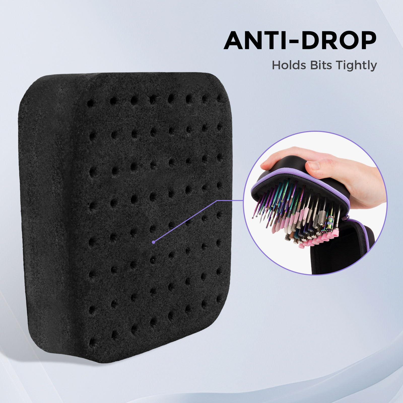 Waterproof fabric exterior view of the purple Lavinda professional dustproof display case