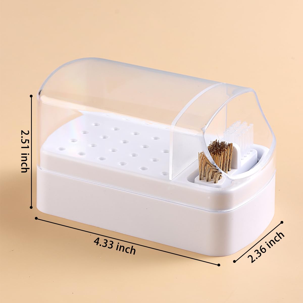 Fcozpjk e-file organizer box with clear dustproof lid closed over rows of stored drill bits
