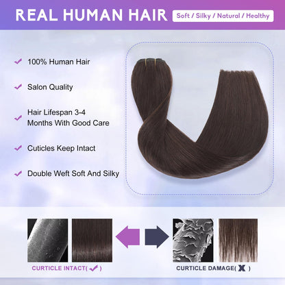Licoville real human hair extensions showing dark brown shade matching with natural Indian hair tones