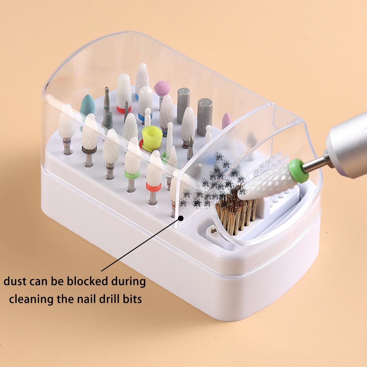 Fcozpjk professional manicure display stand holding various three thirty-second inch carbide bits