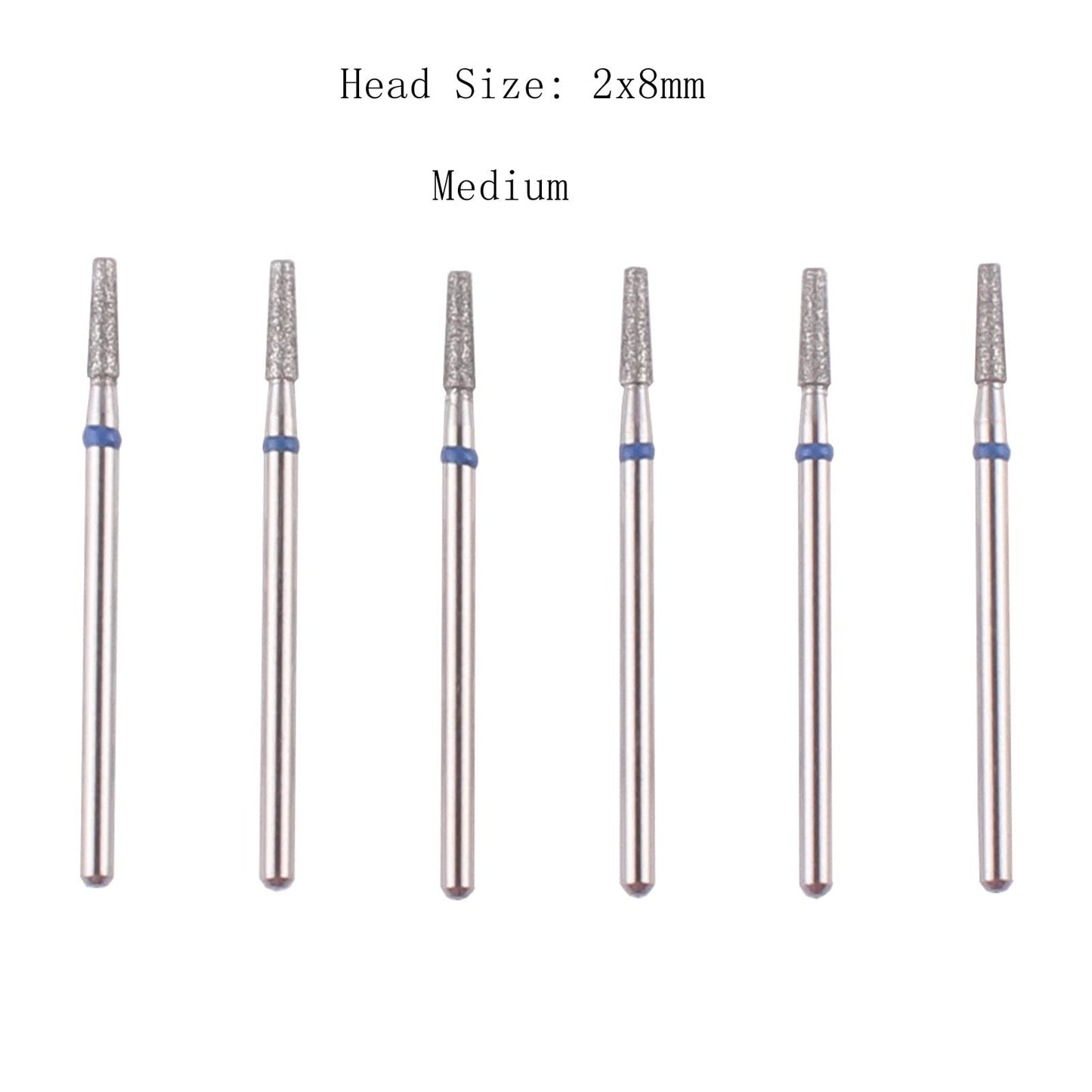 Close up of professional diamond nail drill bits showing fine and medium grits