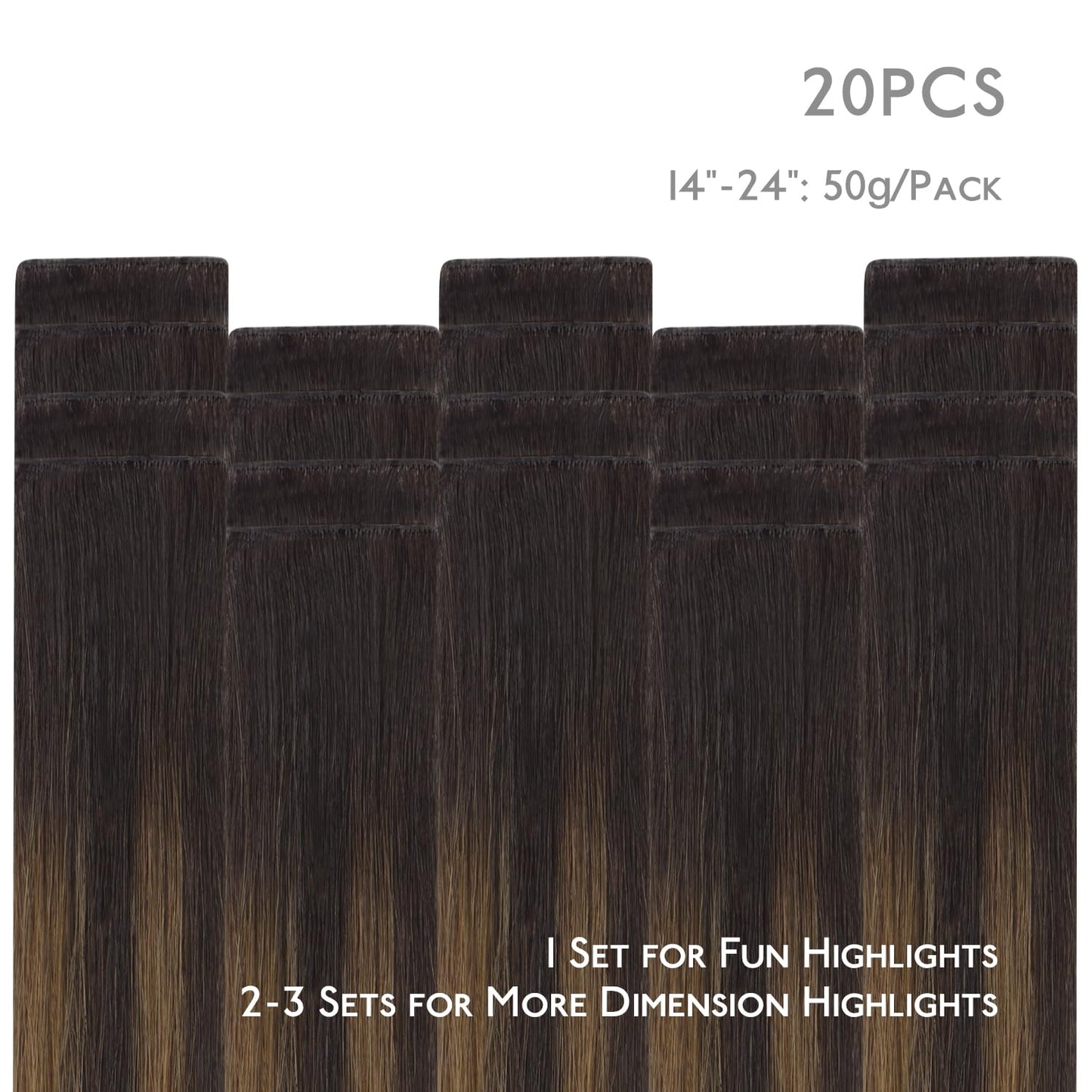 Model showcasing the back view of the 14 inch premium human hair extensions for length reference.