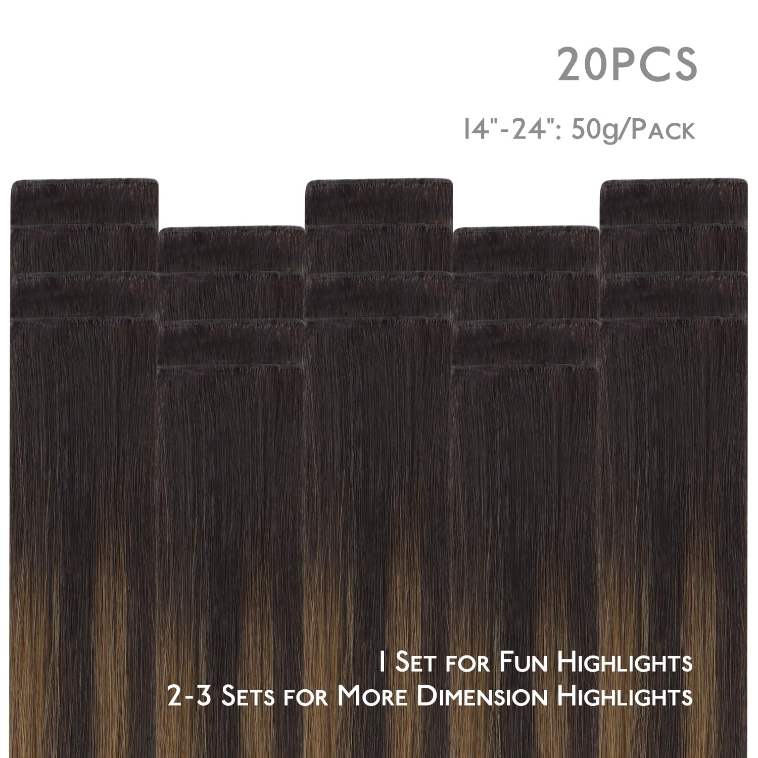Model showcasing the back view of the 14 inch premium human hair extensions for length reference.