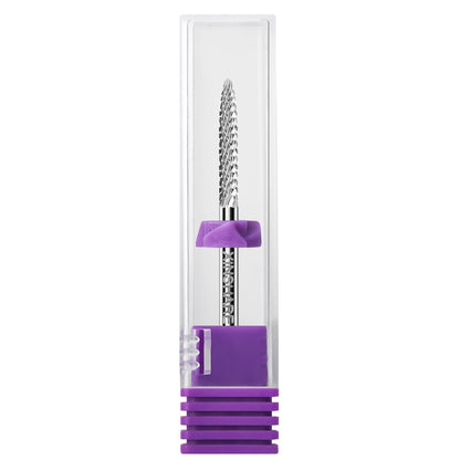Xinshare professional cuticle remover bit displayed next to its protective storage case.