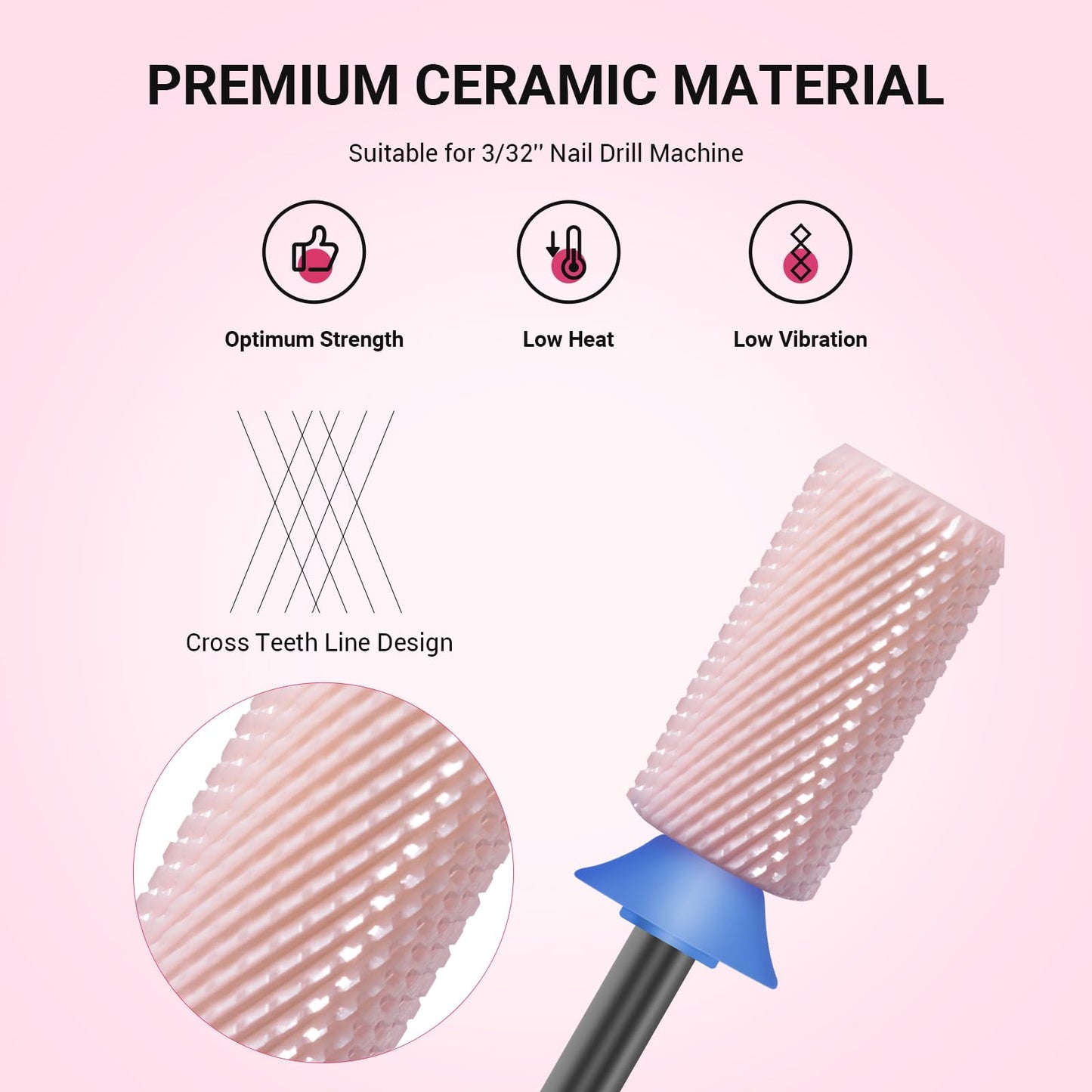 MelodySusie chamfer flat top e-file attachment displaying universal three thirty second inch shank