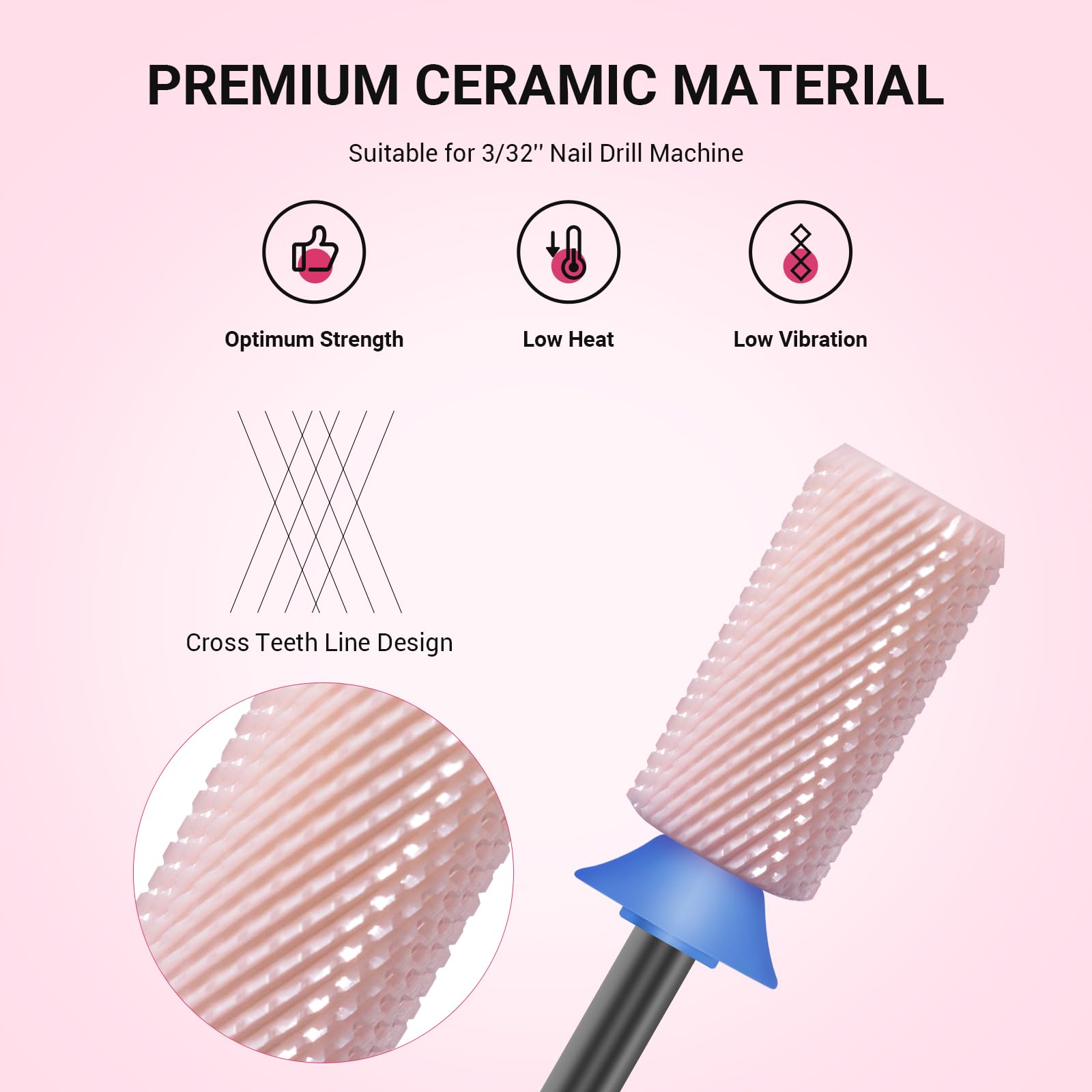 MelodySusie chamfer flat top e-file attachment displaying universal three thirty second inch shank