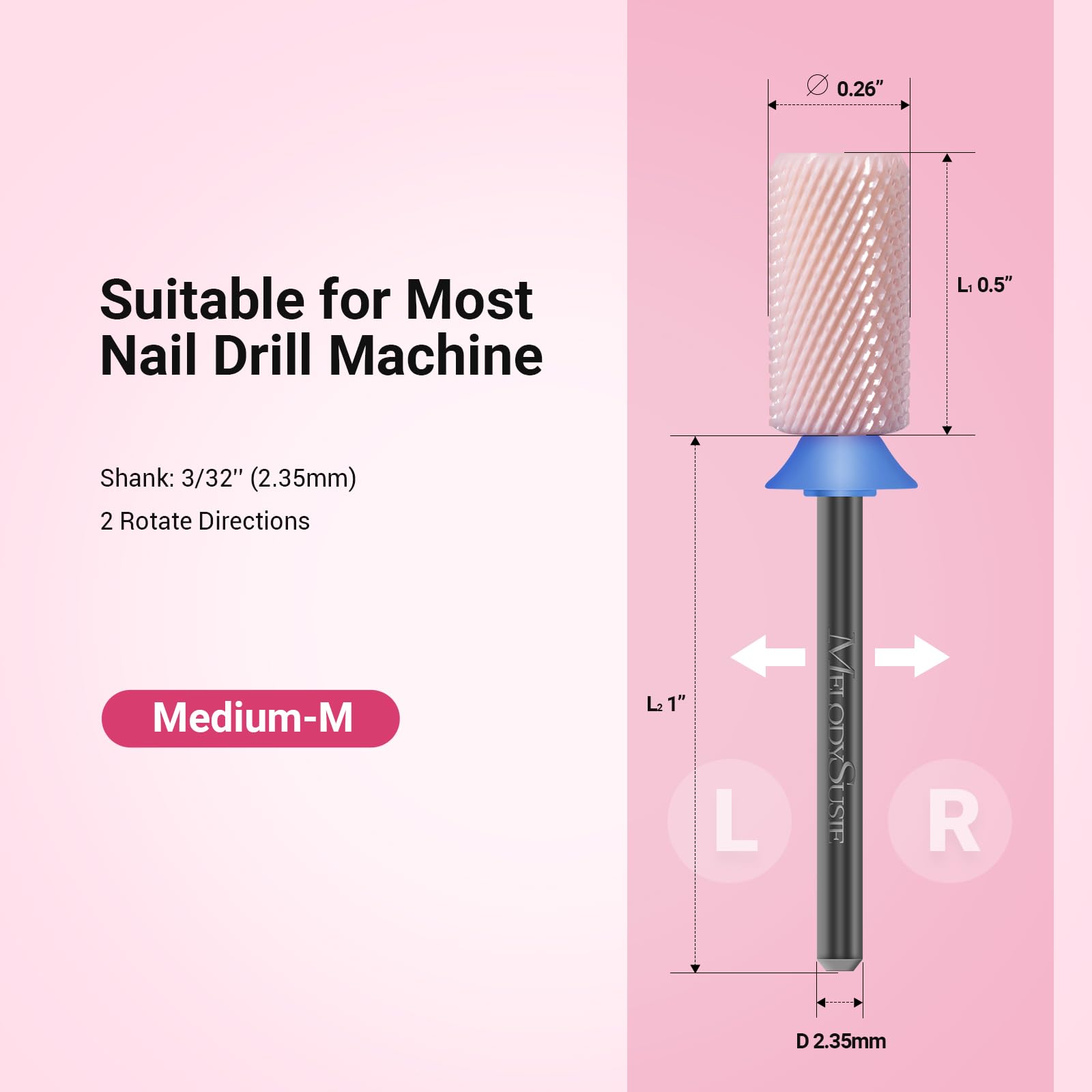 MelodySusie medium grit acrylic gel remover bit for professional salon nail drills