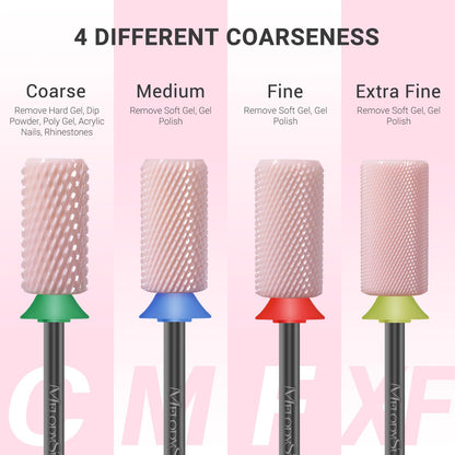 Two way rotation ceramic barrel nail bit for left and right handed manicurists