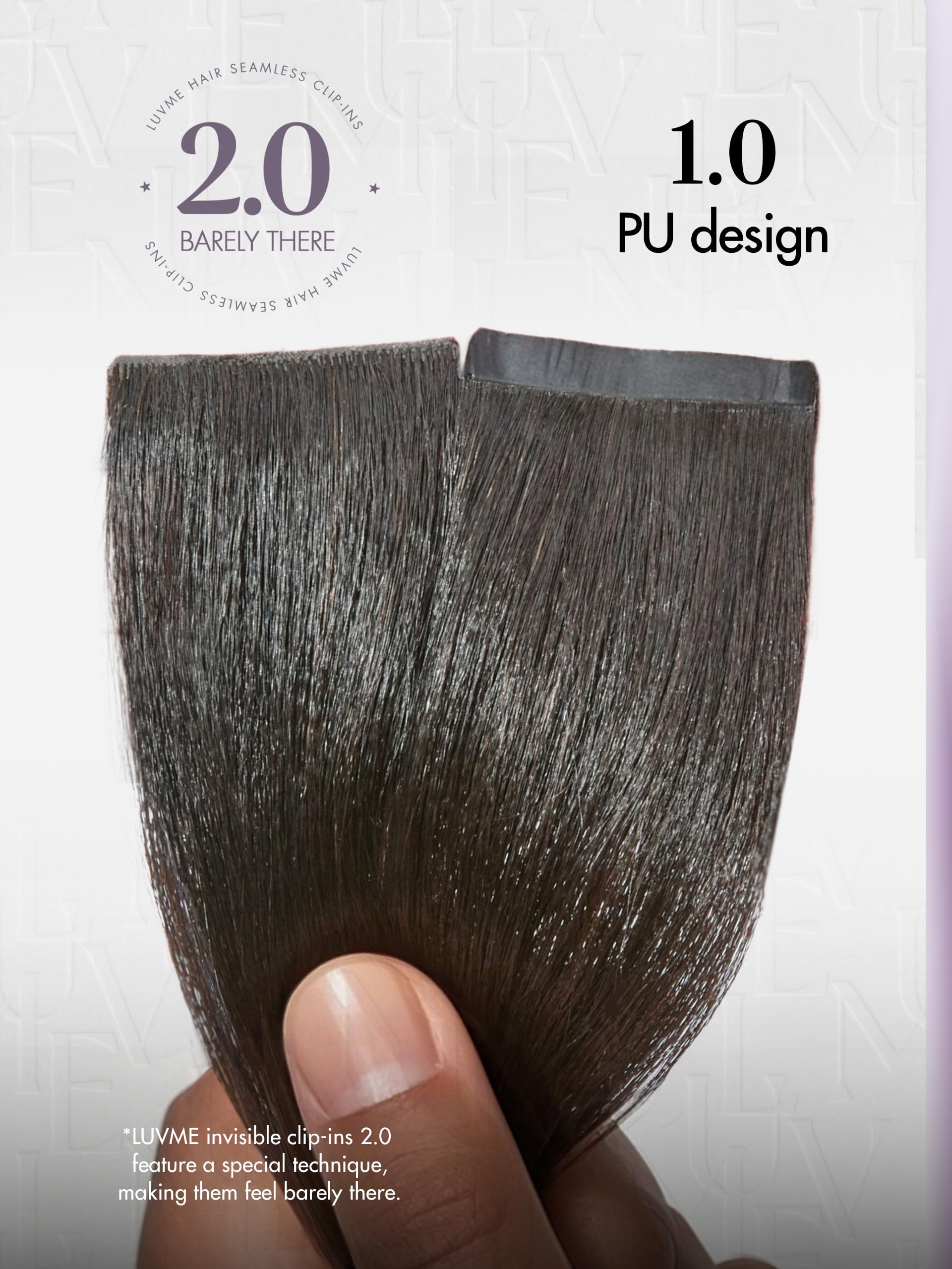 Six pieces of the sixteen inch real human hair extensions laid out clearly.
