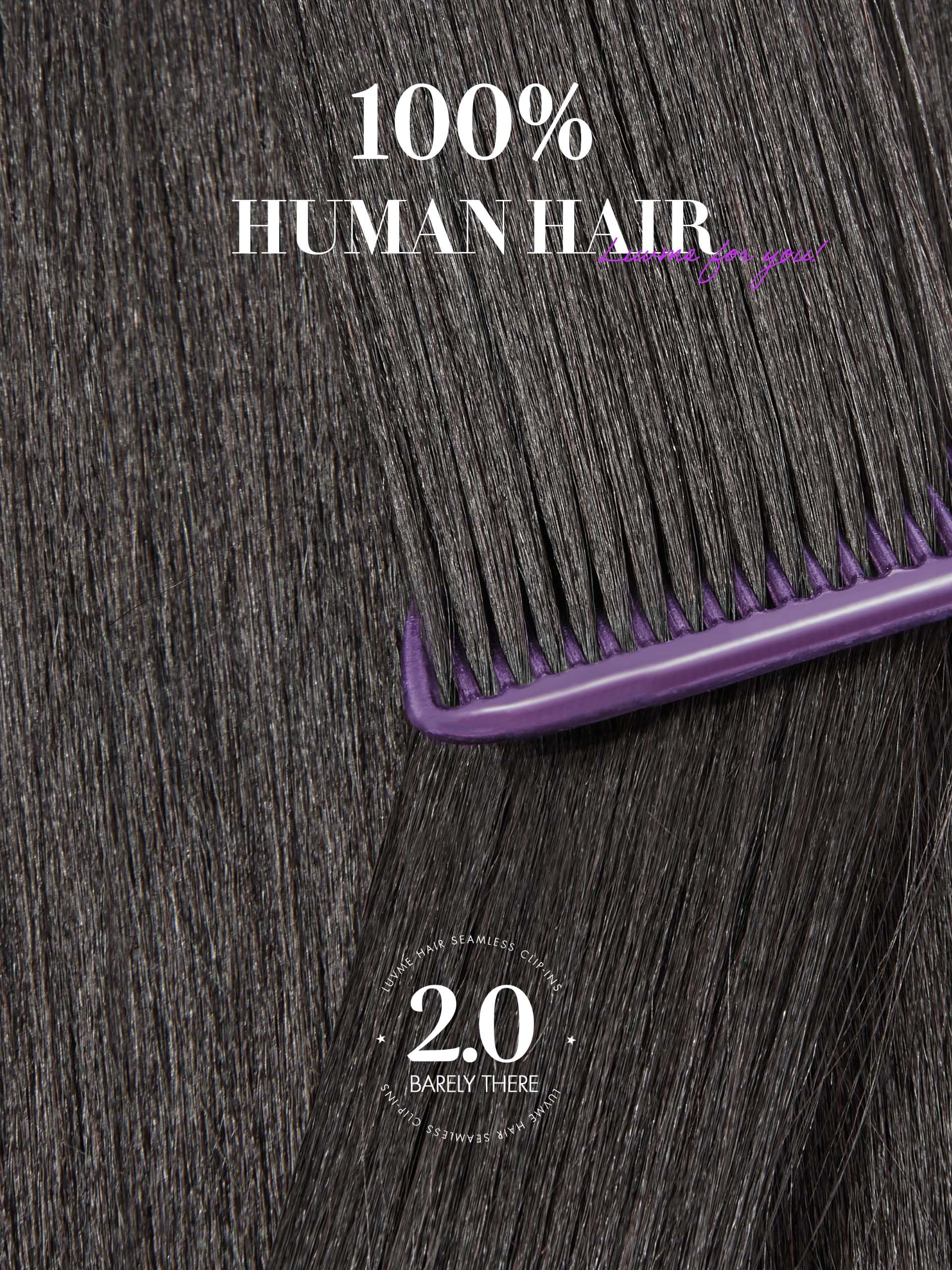 Side view of the LUVME human hair extensions showing realistic density and length.