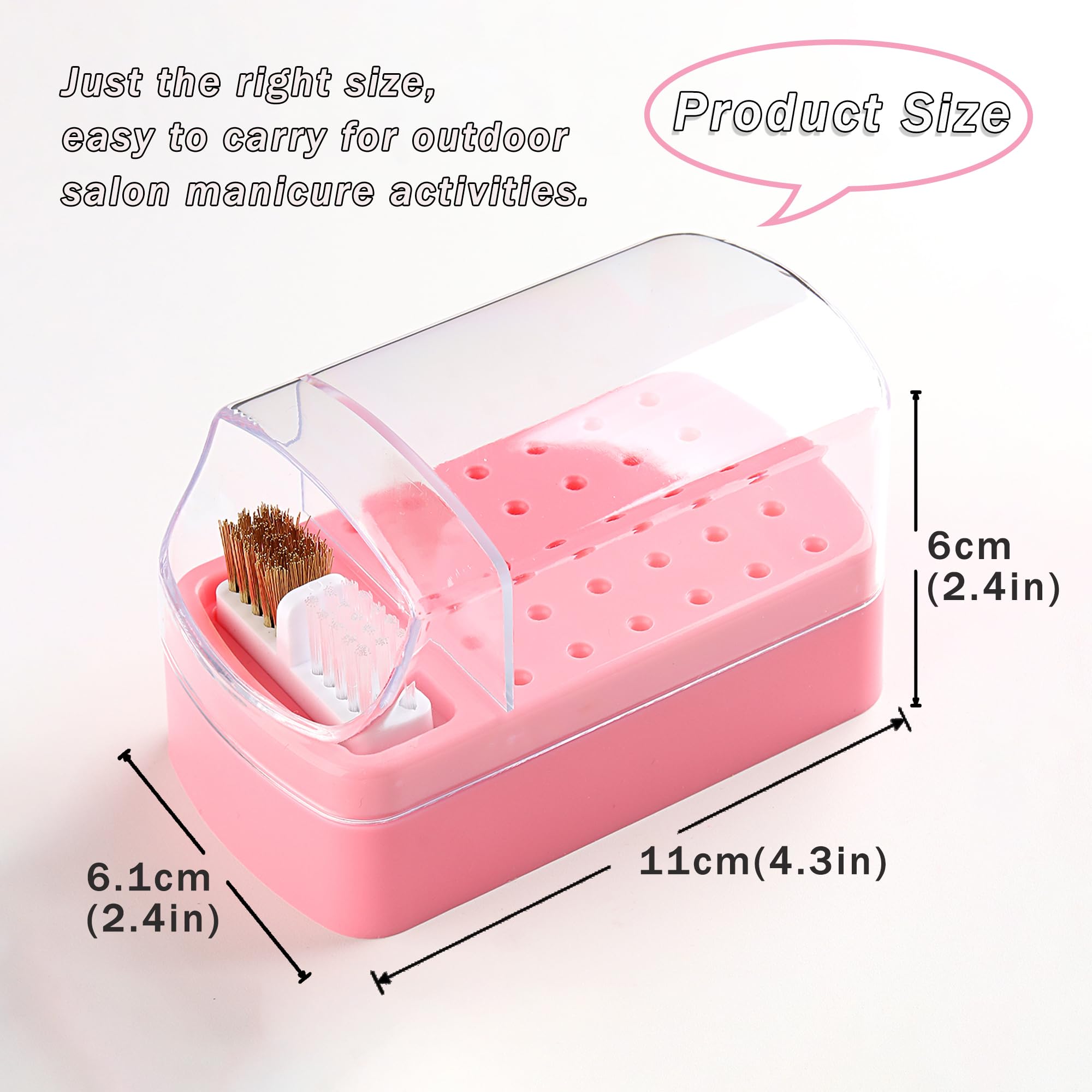 Close up view of thirty hole layout in Earthiva professional manicure stand displaying bits securely
