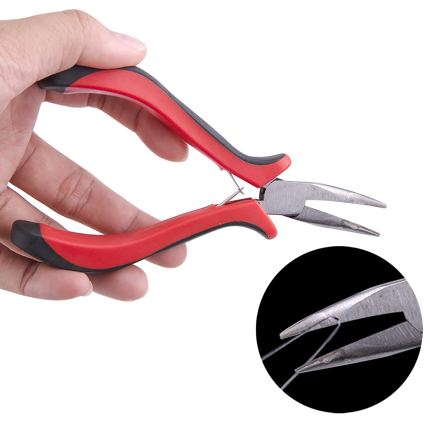 Duufin curved hair extension pliers with ergonomic handles for secure micro ring clamping