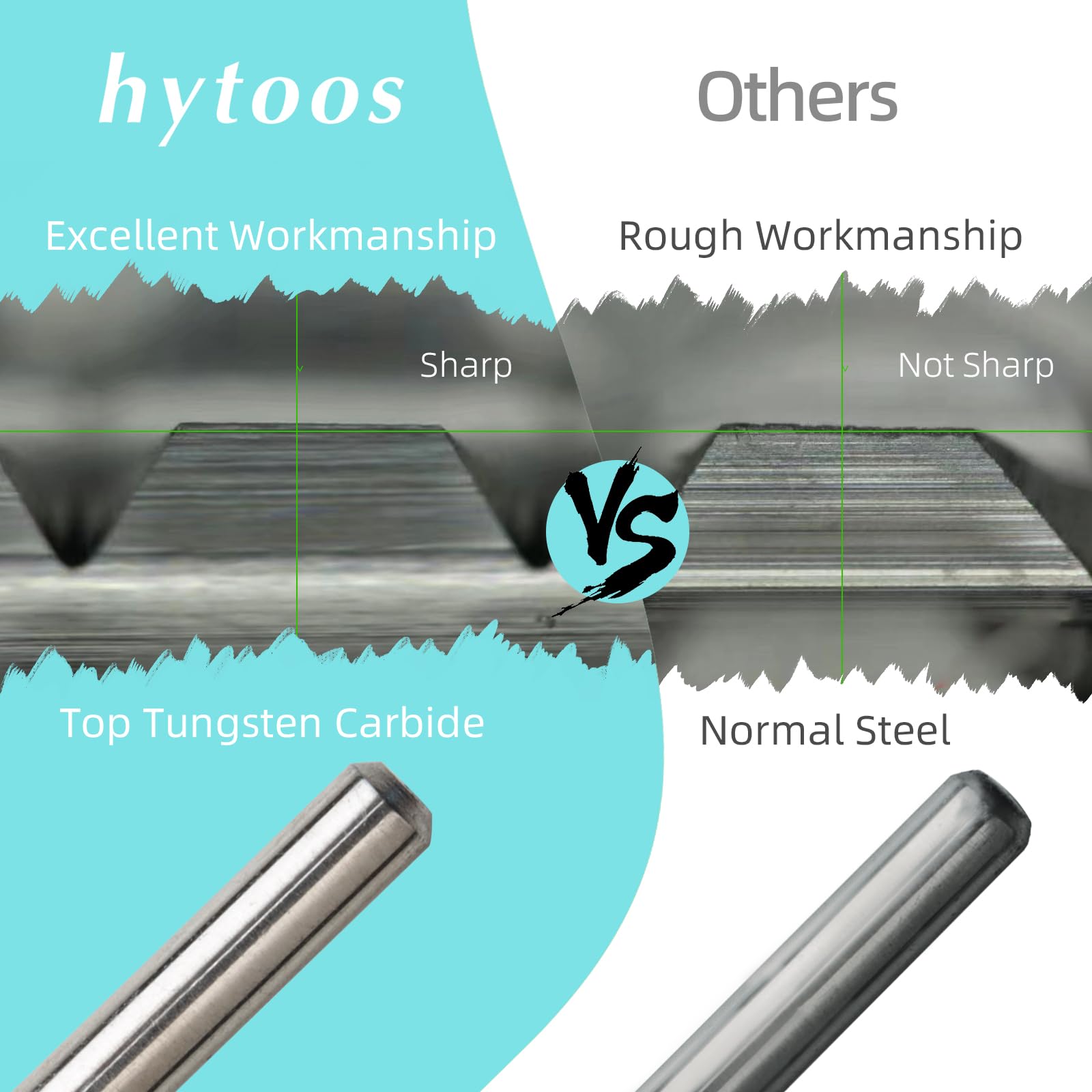 Hytoos tungsten carbide electronic file bit showing cross cut teeth suitable for left handers