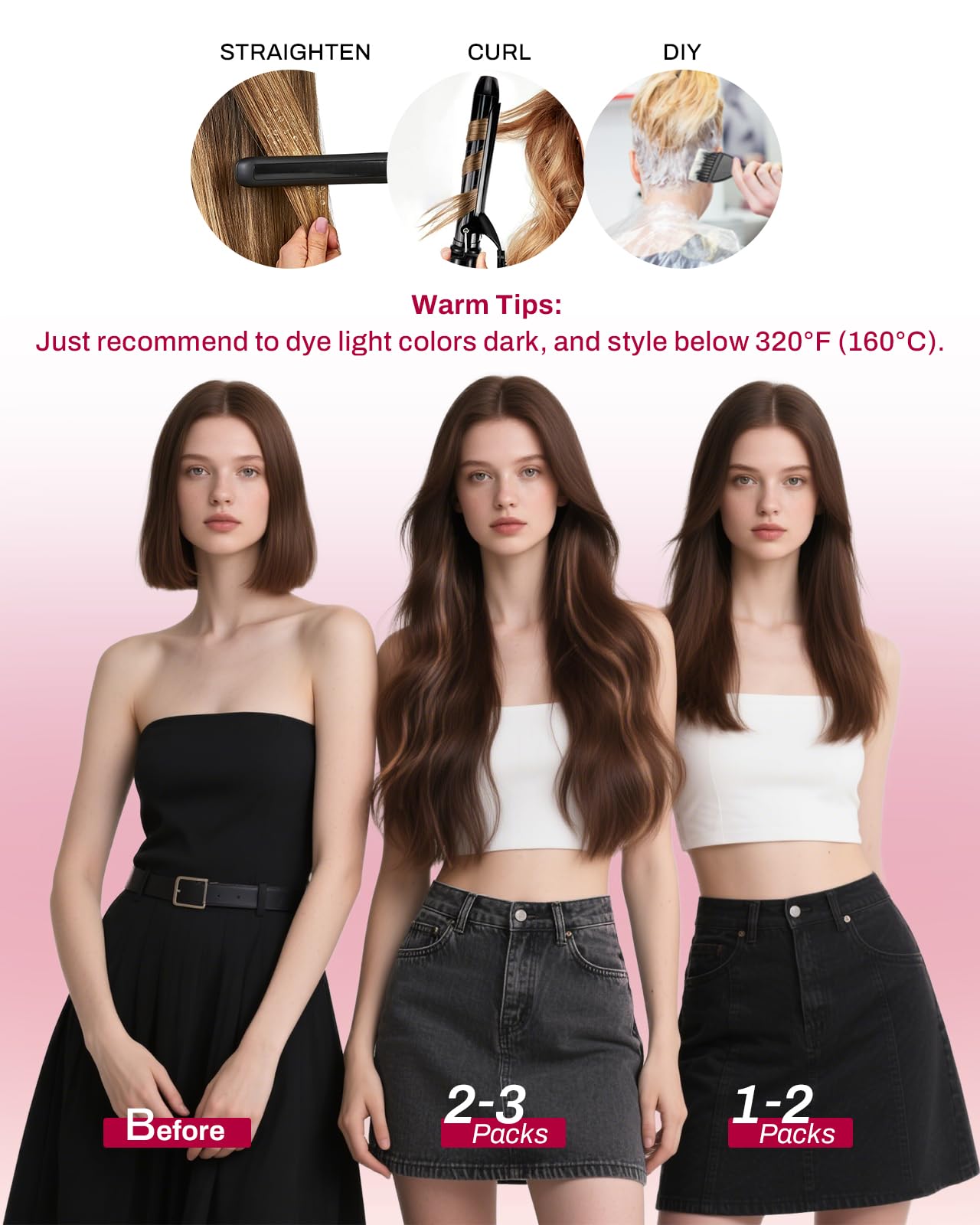 Moresoo seven piece hair extension set spread out on surface